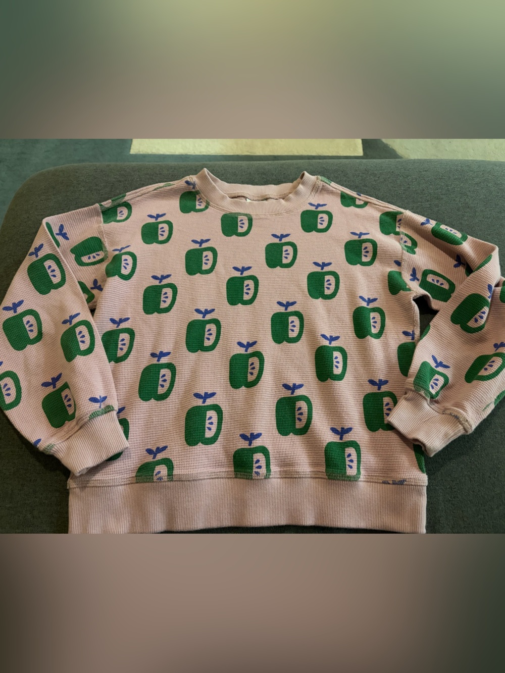 Hanna Andersson Pink Long Sleeve Tee with Green Apple Print